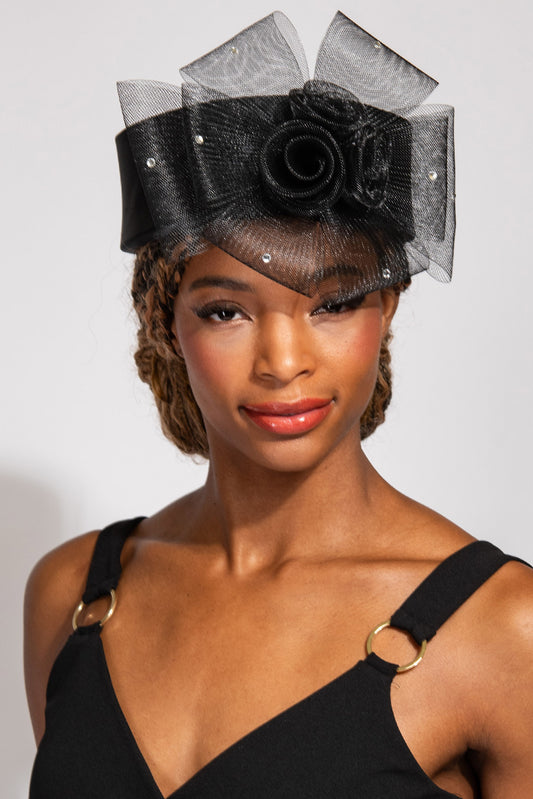 Nicole Floral Mesh Jeweled Fascinator Headband