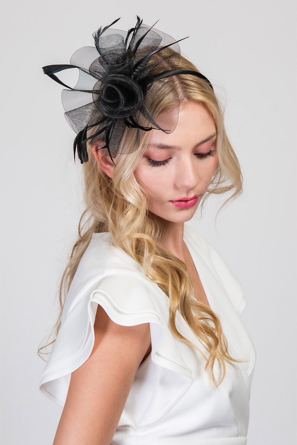 Emily Floral Feather Sheer Mesh Fascinator