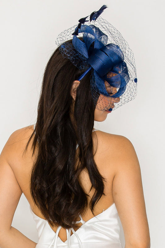 Caroline Fashion Fascinator with Mesh and Feather Clip