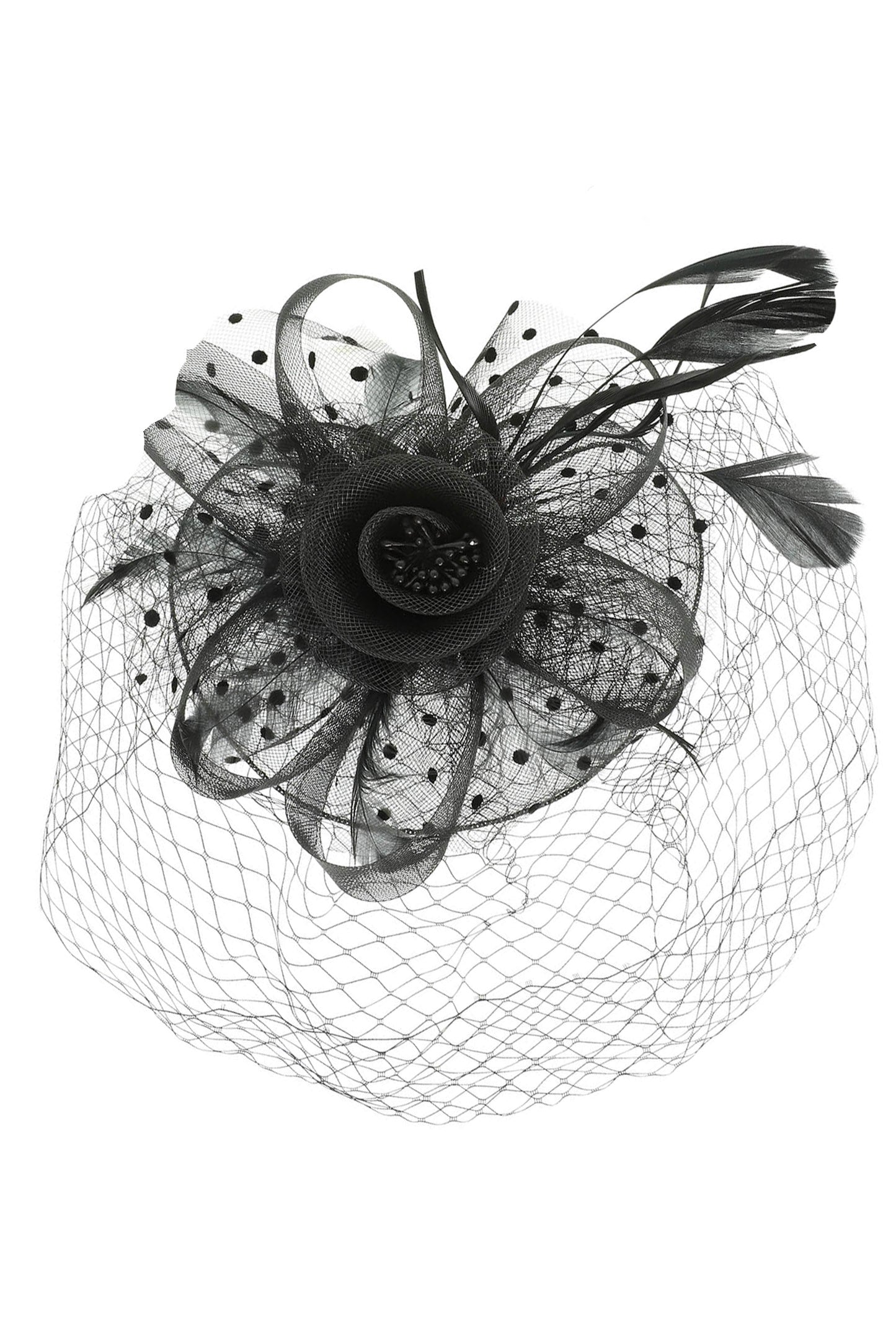 Vivian Fashion Fascinator with Feather Hair Clip | Black