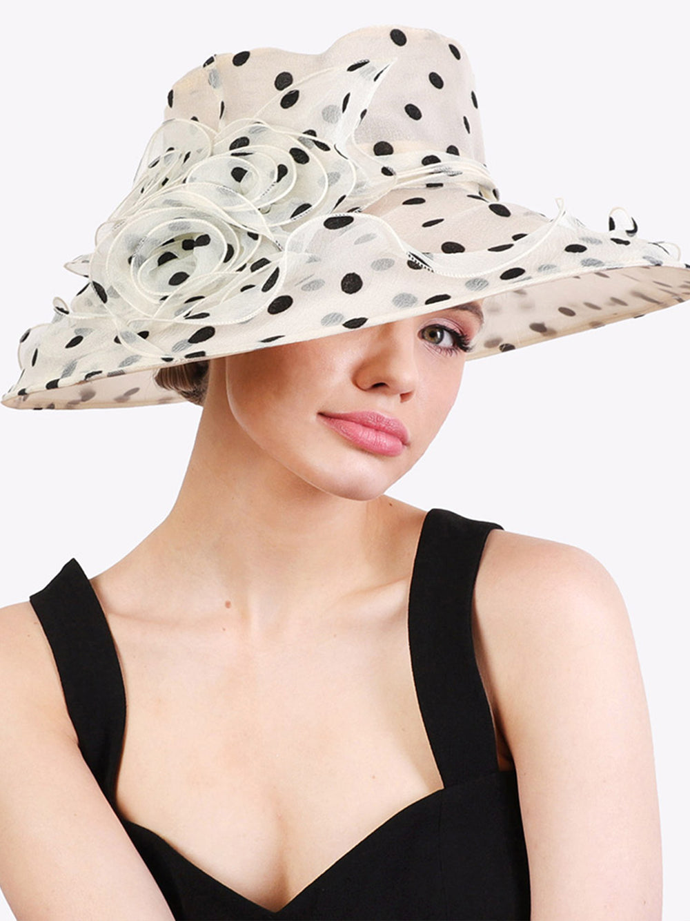 Clara Polka Dot Floral Organza Hat