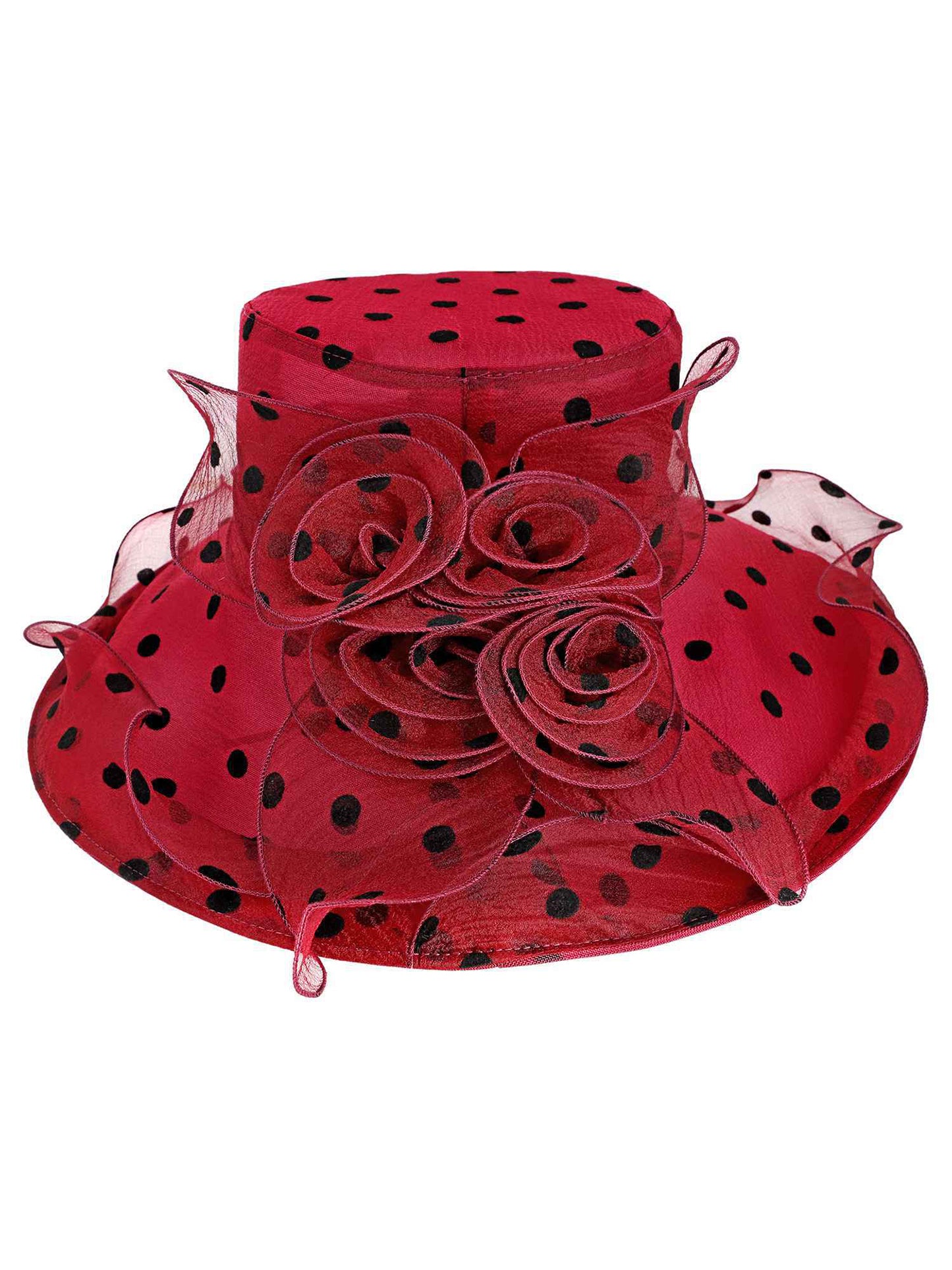 Clara Polka Dot Floral Organza Hat