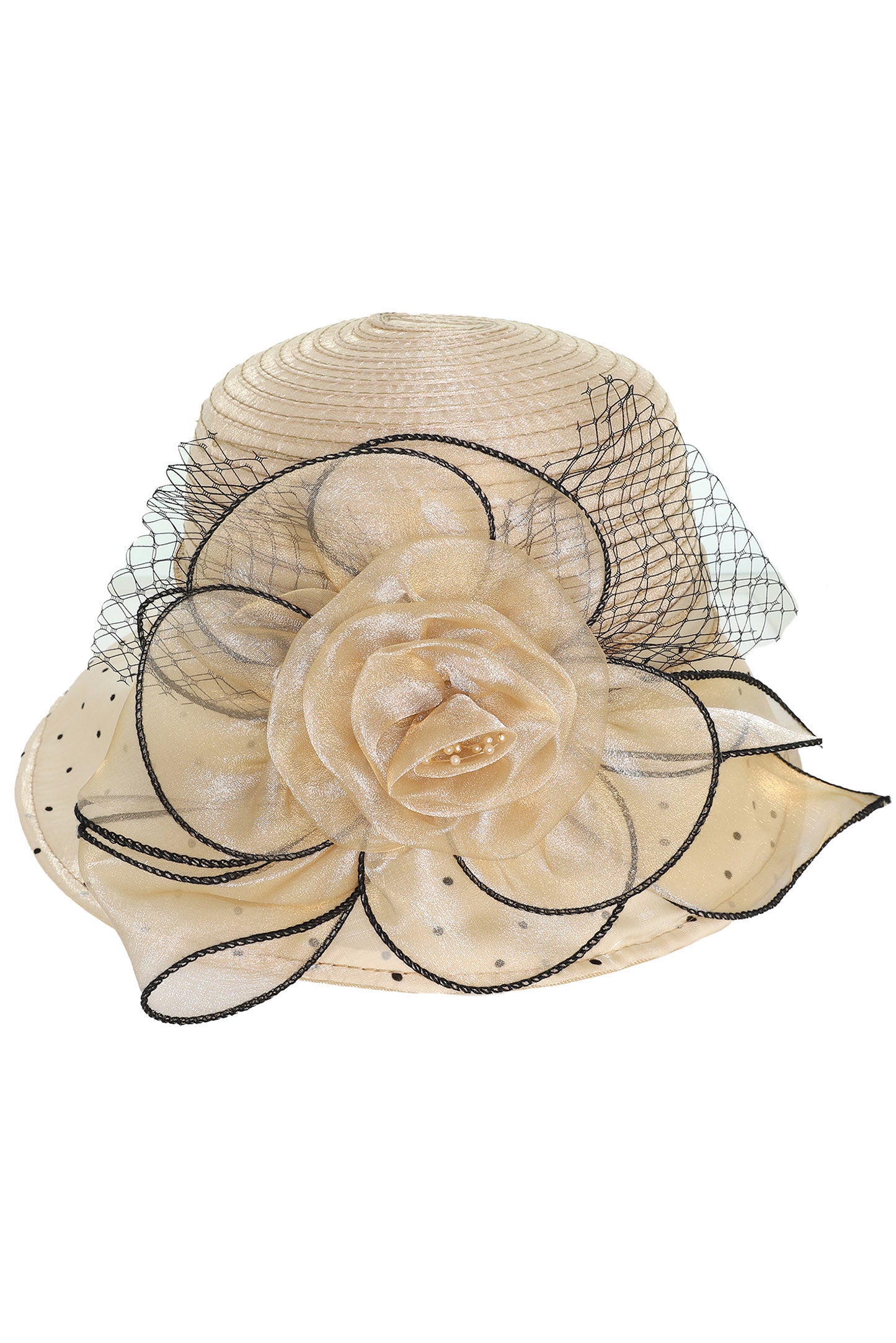 Kylie Floral Down Brim Polka Print Organza Hat