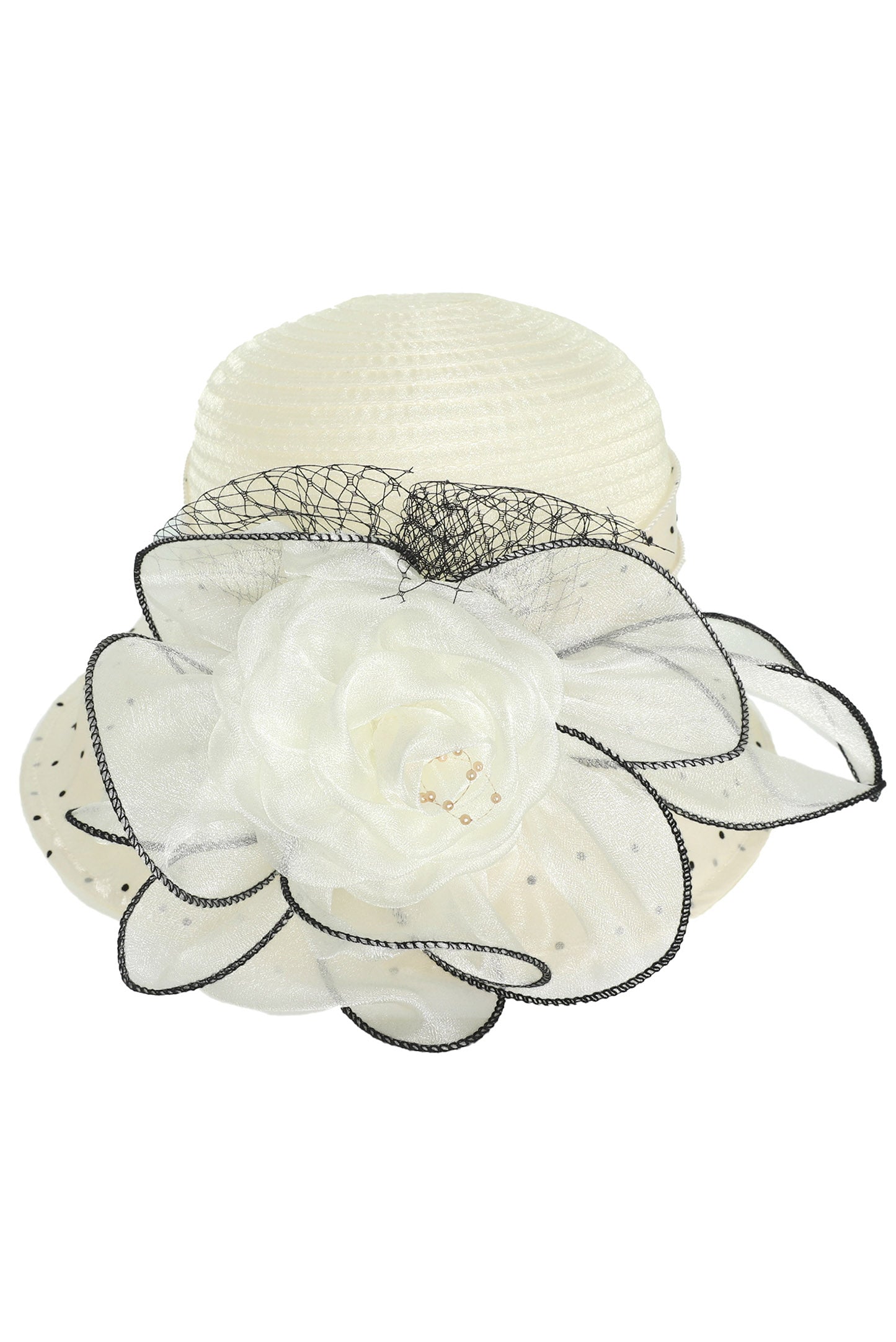 Kylie Floral Down Brim Polka Print Organza Hat