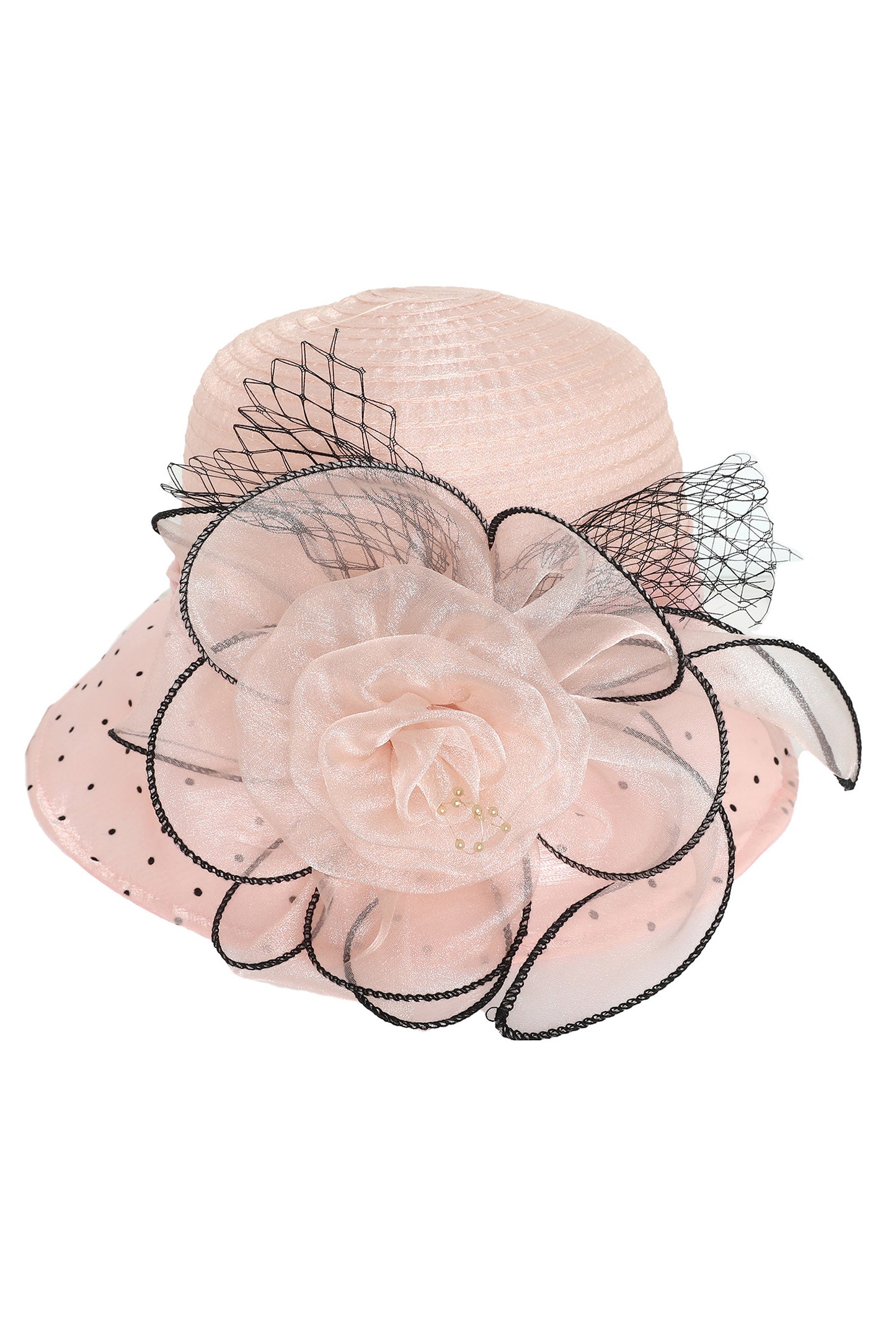 Kylie Floral Down Brim Polka Print Organza Hat