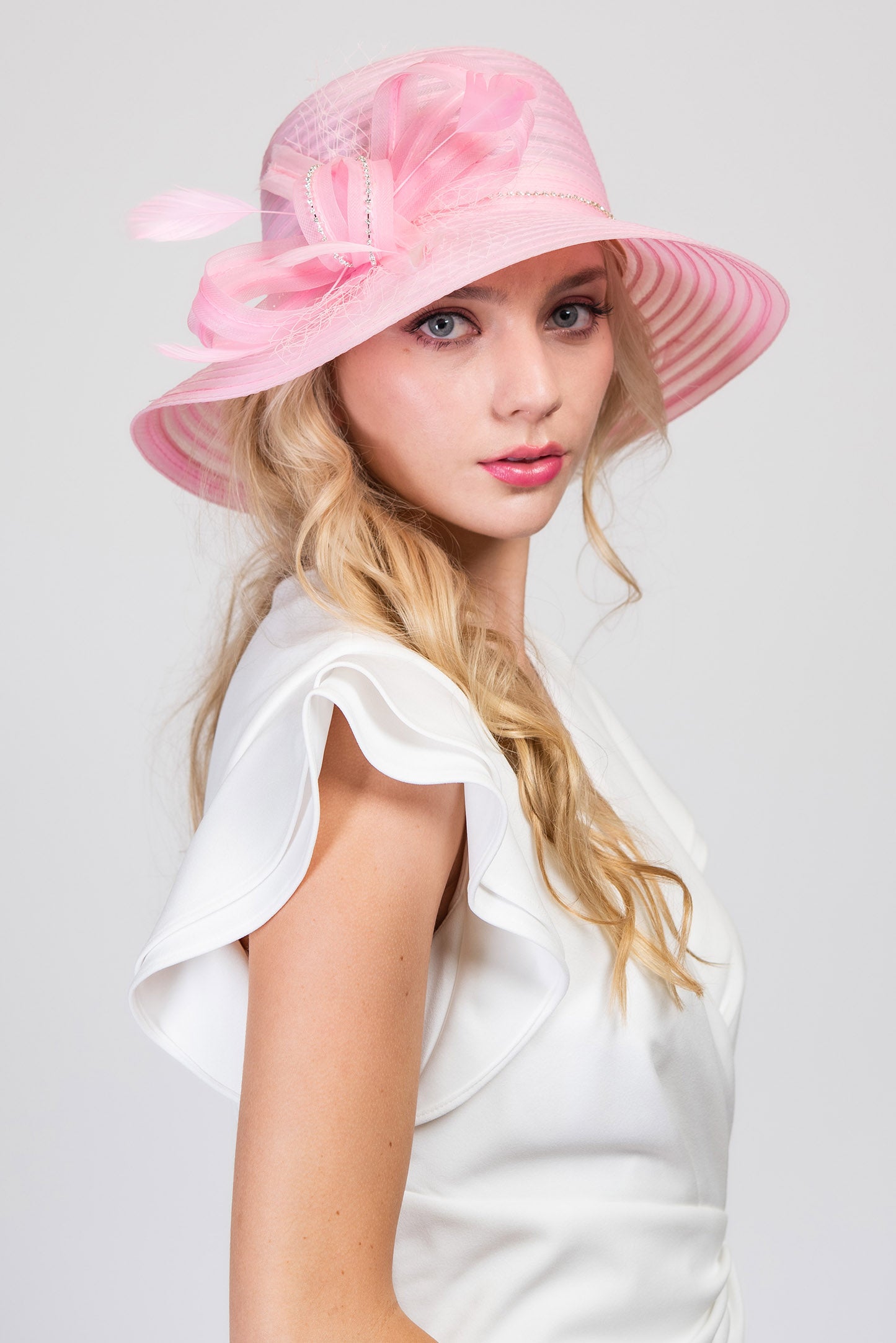 Daphne Loop Bow with Stone Trim Organza Hat