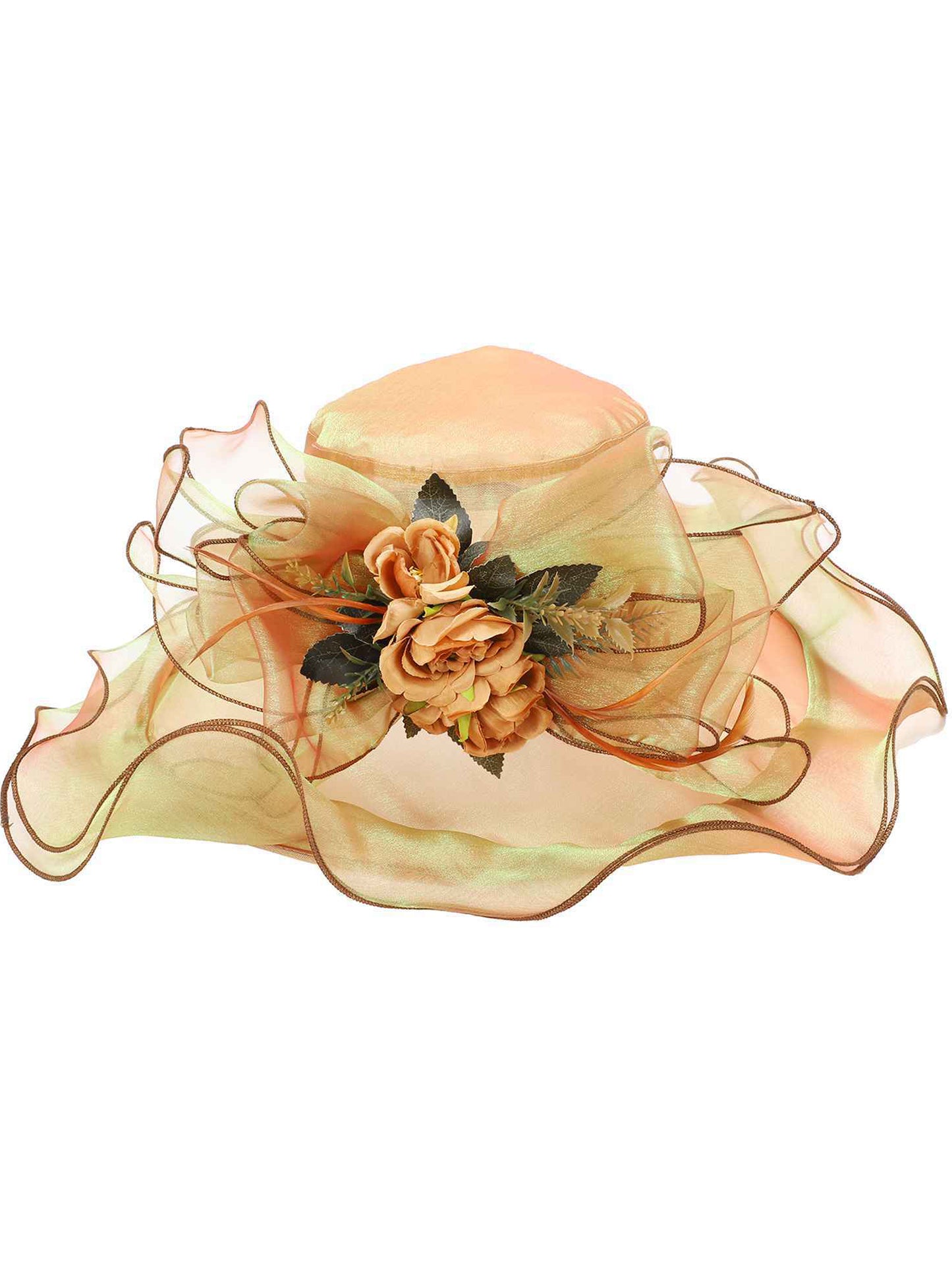 Samantha 2 in 1 Floral Wide Brim Organza Fascinator Hat