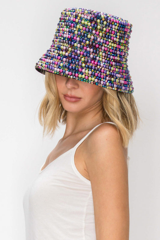 Alice Rhinestone & Pearl Encrusted Bucket Hat