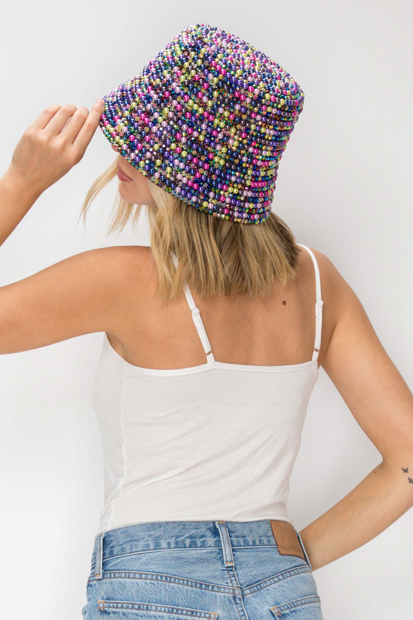 Alice Rhinestone & Pearl Encrusted Bucket Hat