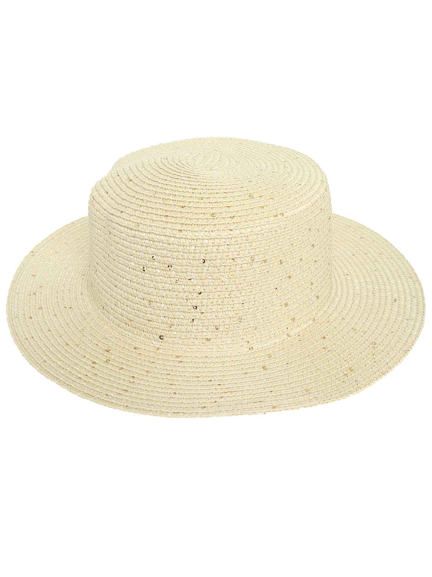 Raelynn Dressy Wide Flat Brim Pattered Woven Straw Hat