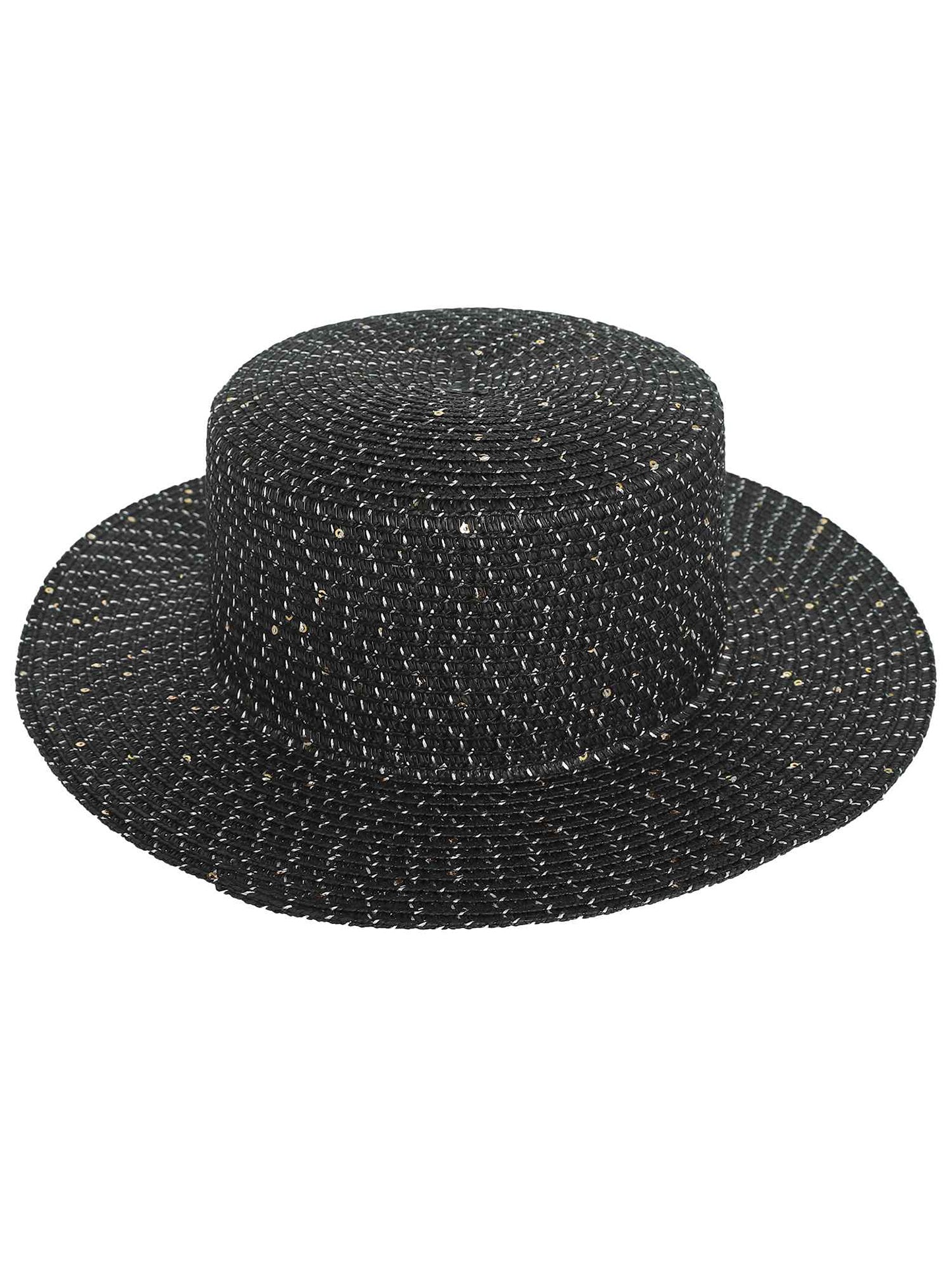 Raelynn Dressy Wide Flat Brim Pattered Woven Straw Hat