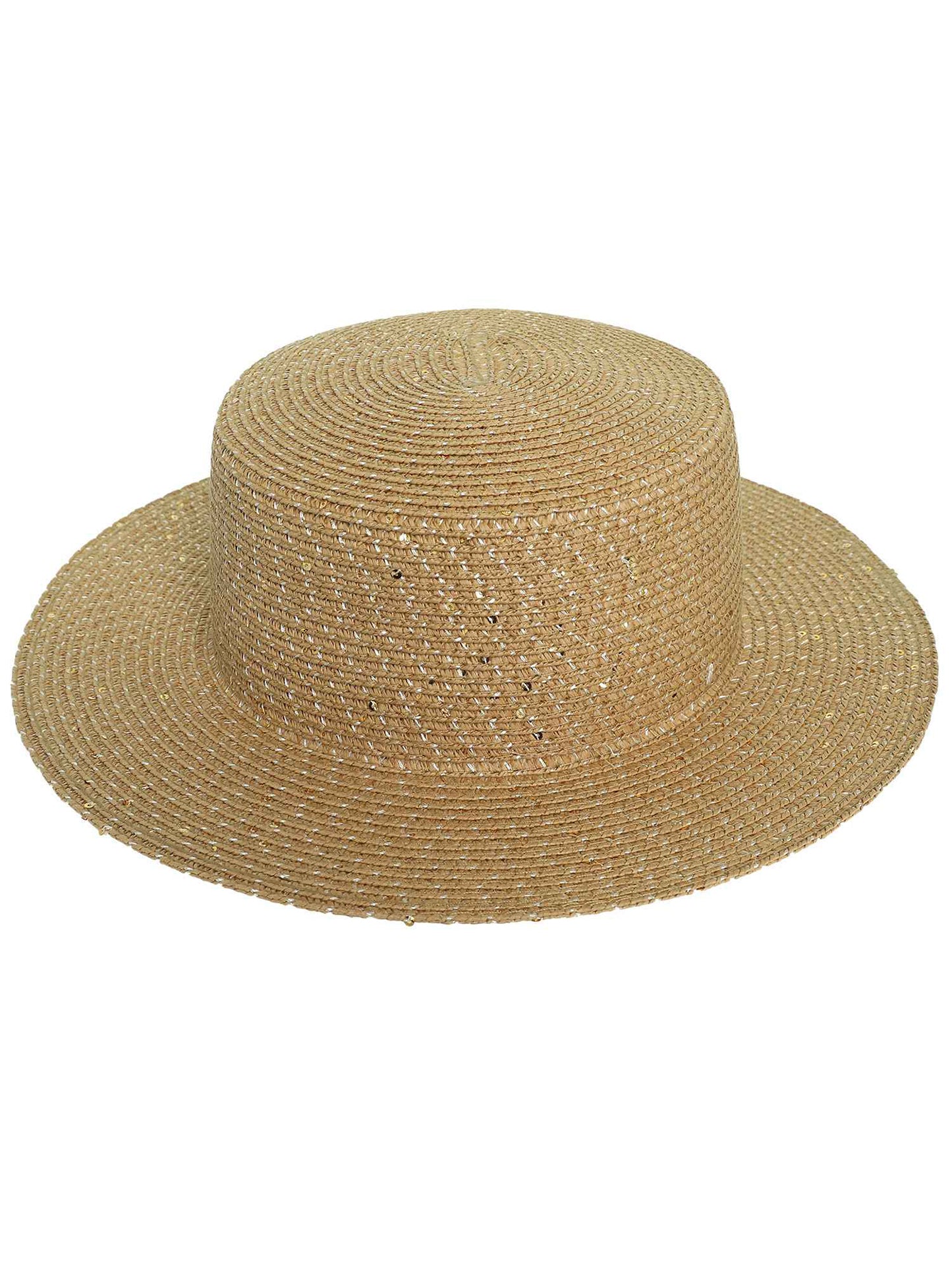 Raelynn Dressy Wide Flat Brim Pattered Woven Straw Hat