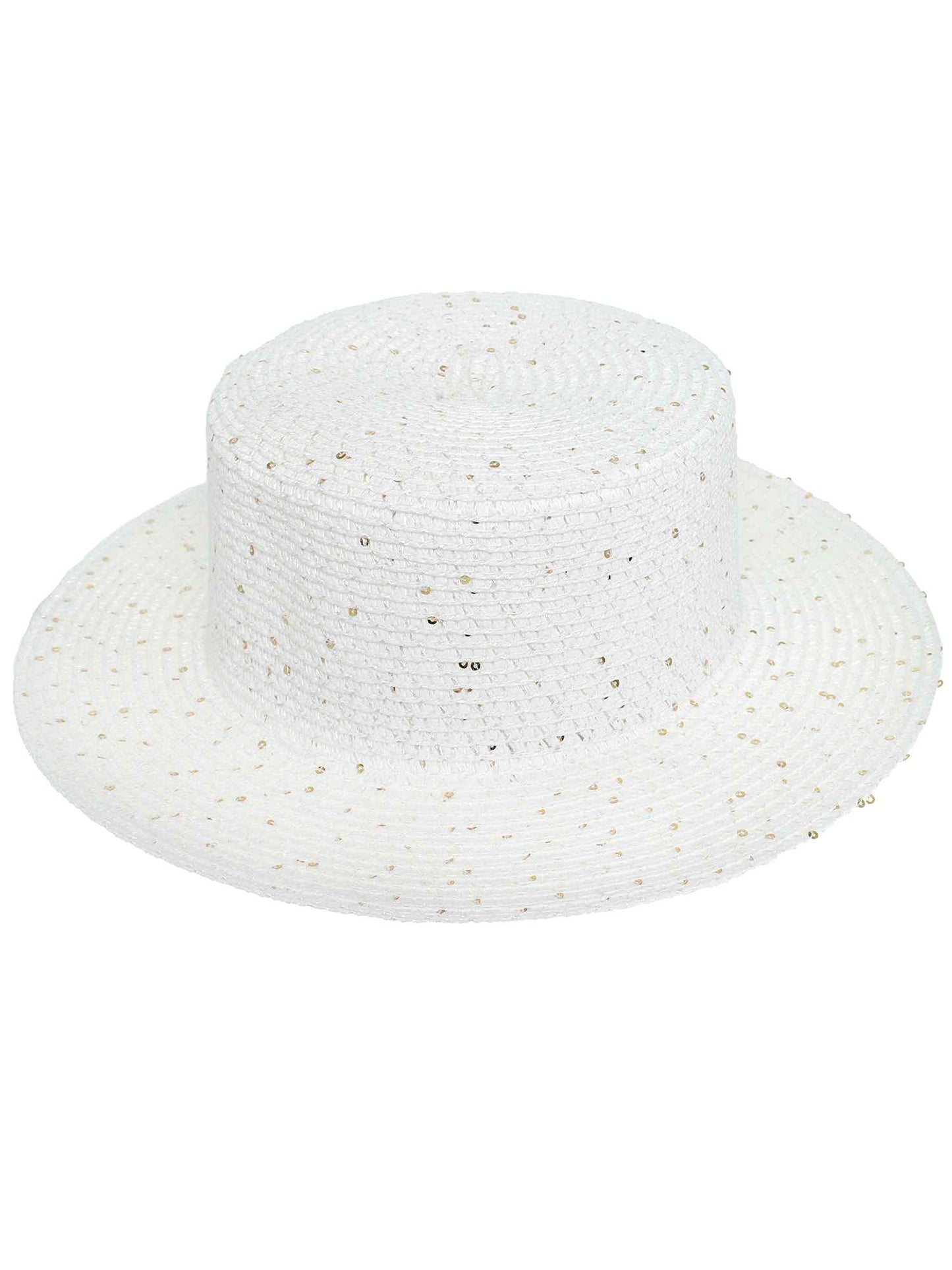 Raelynn Dressy Wide Flat Brim Pattered Woven Straw Hat