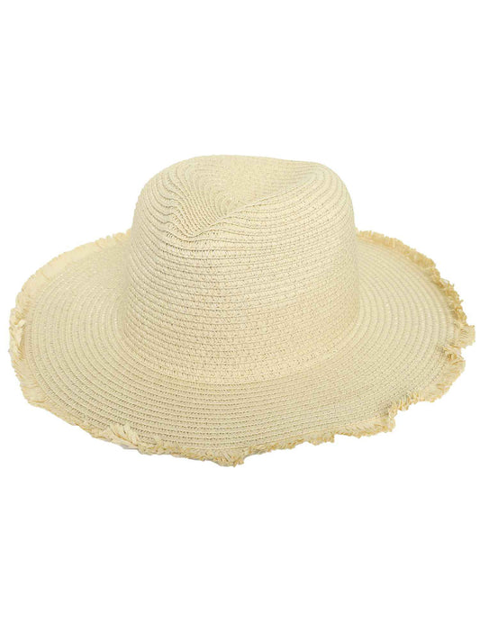 Sienna Western Wide Brim Pattered Woven Cowboy Hat | Beige