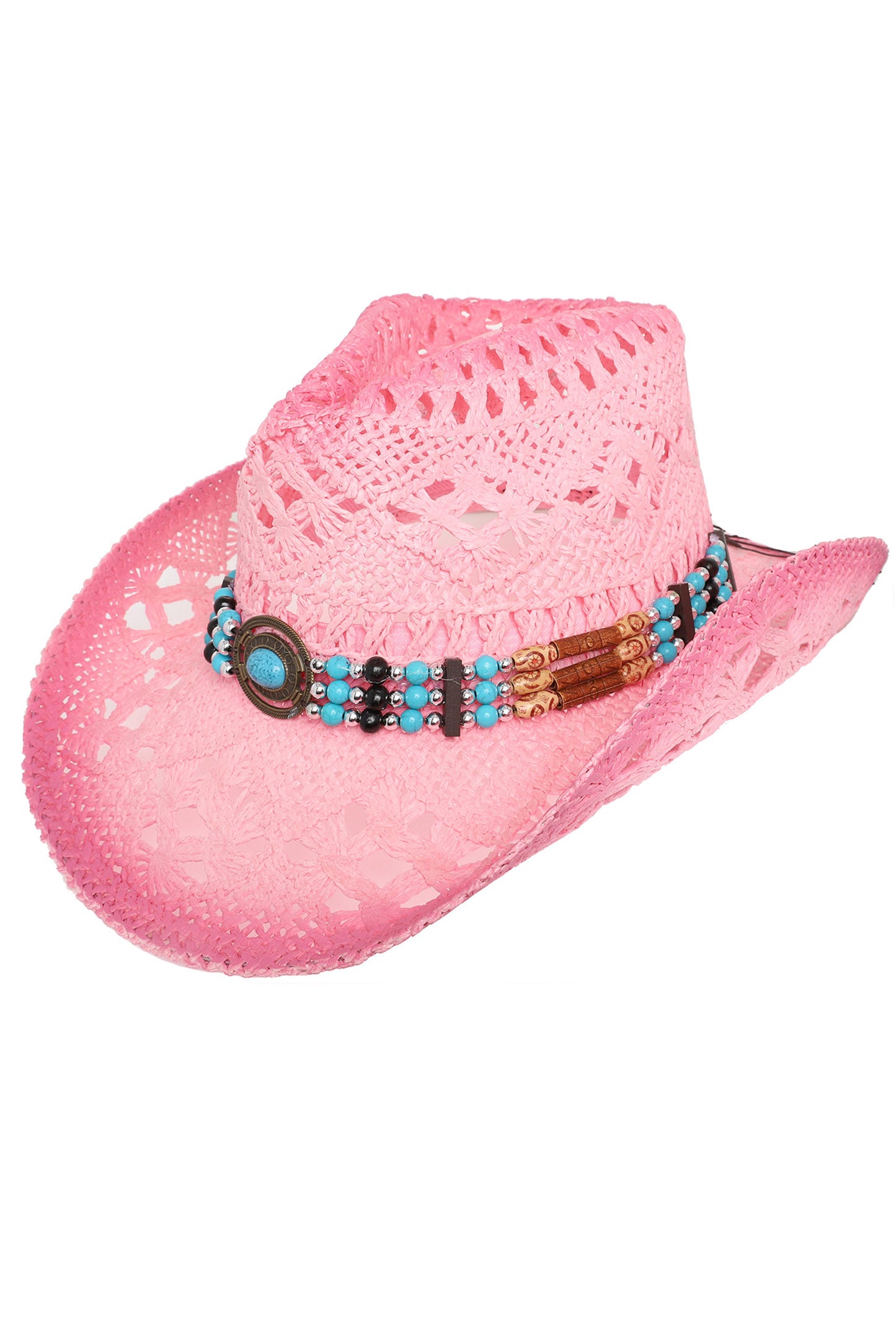 Jasmine Western Wide Brim Patterned Woven Straw Cowboy Hat