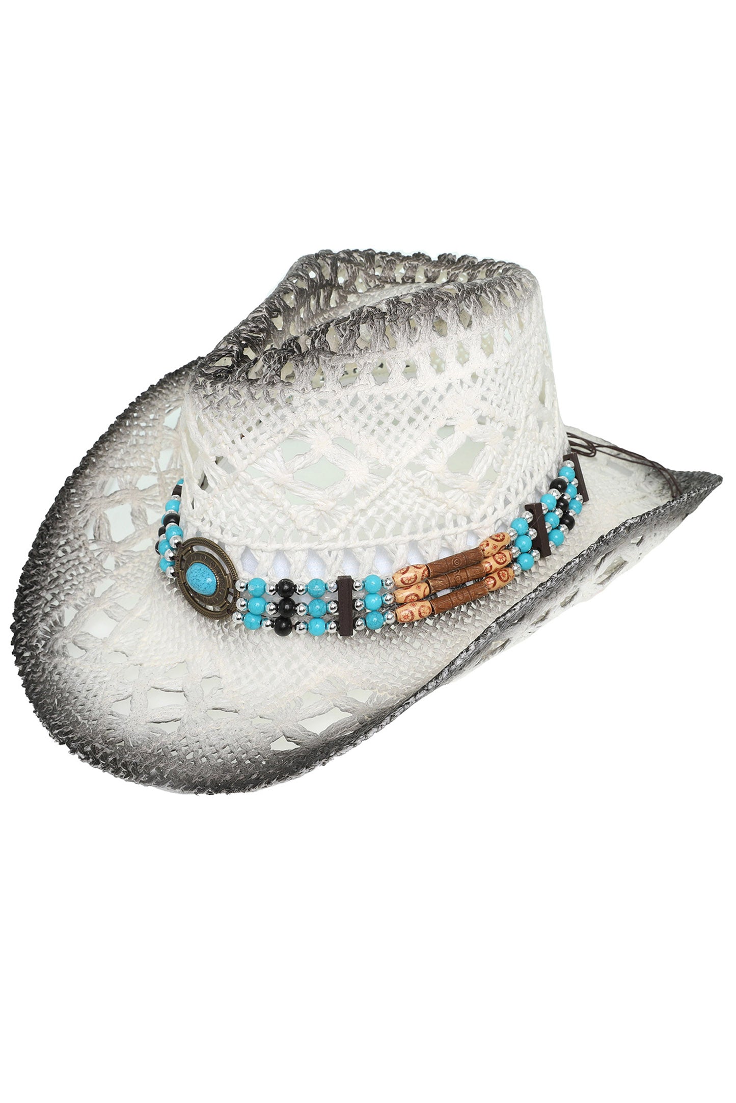 Jasmine Western Wide Brim Patterned Woven Straw Cowboy Hat