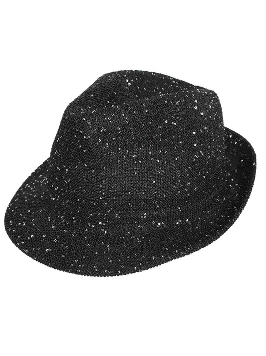 Ada Fashion Sequin Glittering Fedora Hat | Black