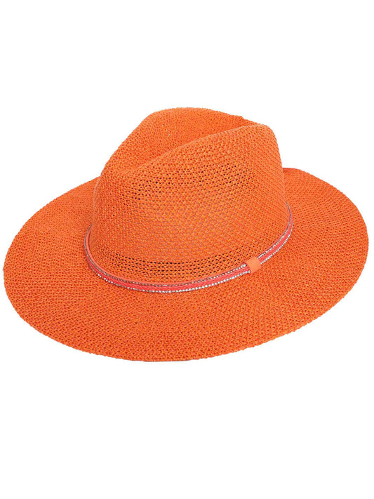 Elaine Floppy Wide Brim Paper Braid Panama Hat | Orange