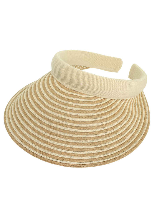 Jade Fashion Straw Woven Sun Visor Hat | Beige