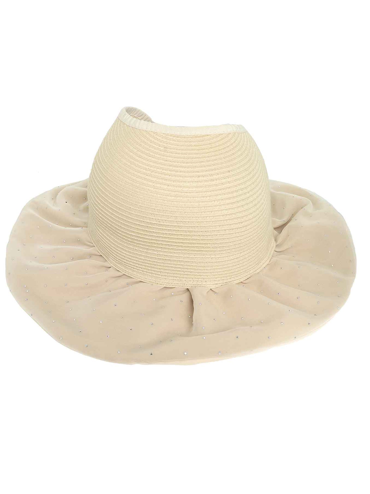 Millie Fashion Wide Fabric Brim Paper Braid Sun Hat