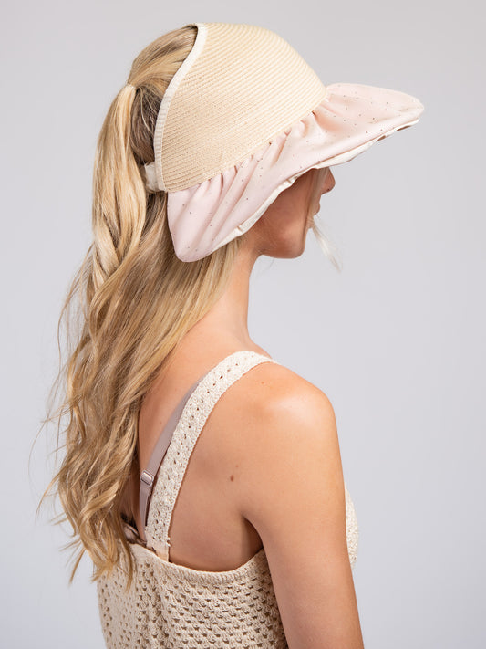 Millie Fashion Wide Fabric Brim Paper Braid Sun Hat | Pink