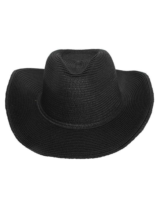 Lucia Fashion Floppy Wide Brim Paper Braid Panama Hat | Black