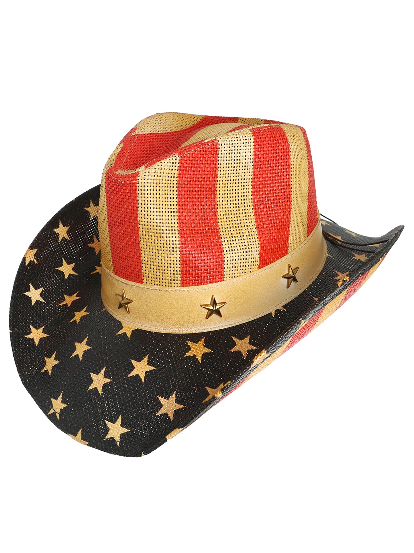 Morgan Western Wide Brim Paper Braid Cowboy Hat with Star Studs