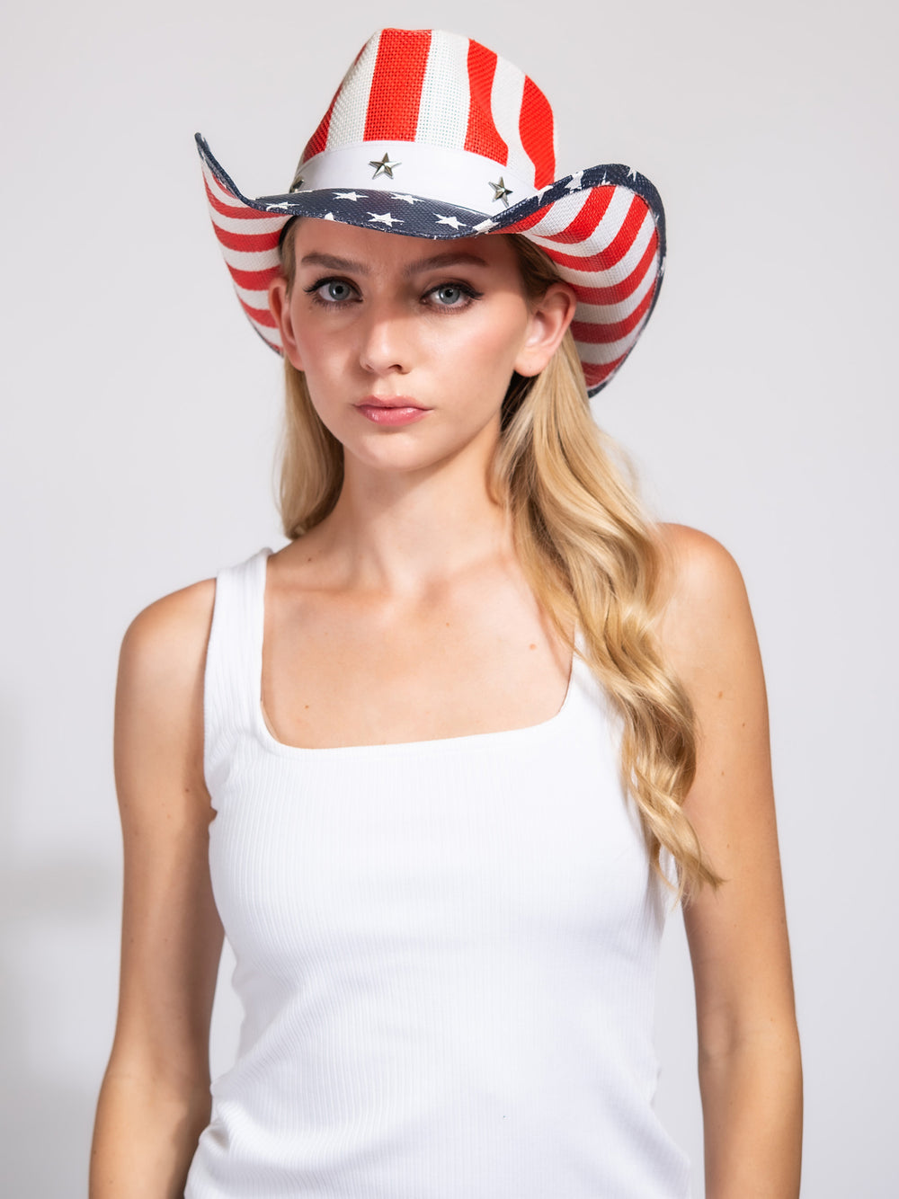 Morgan Western Wide Brim Paper Braid Cowboy Hat with Star Studs