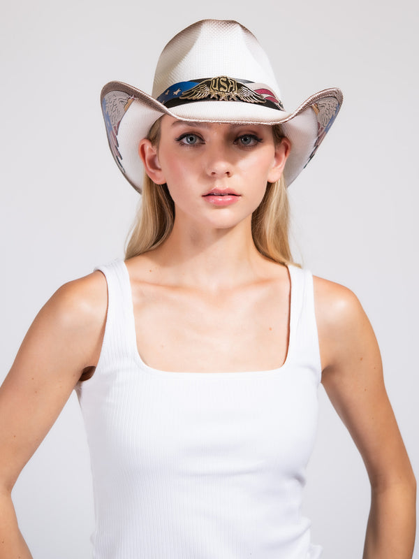 Britney Patriotic Western Star Cowboy Hat With Band