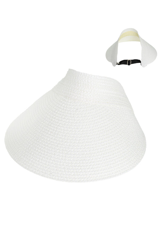 Katherine Fashion Paper Braid Sun Visor Hat | White