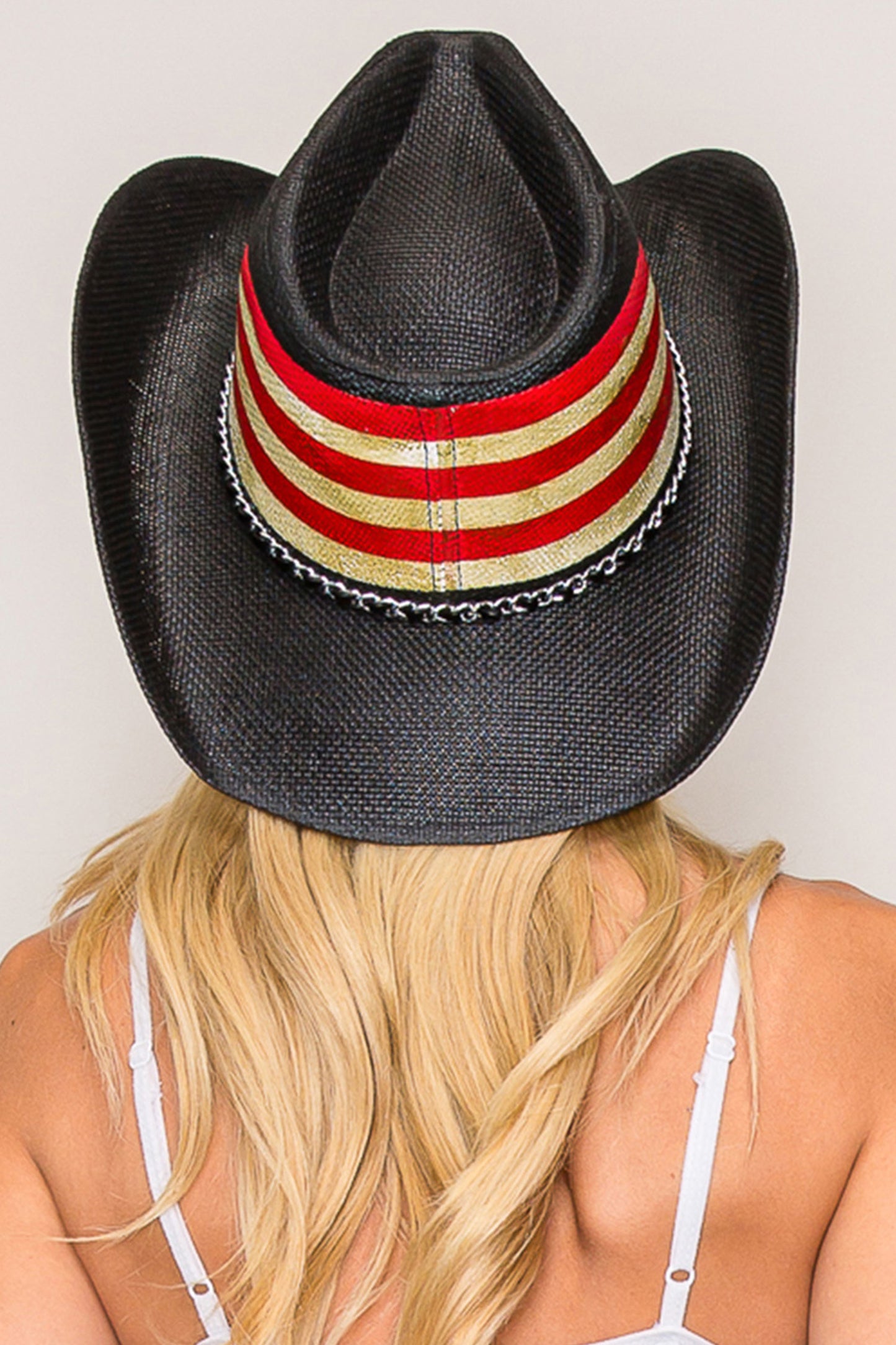 Gia Patriotic Winged Skull USA Flag Straw Cowboy Hat