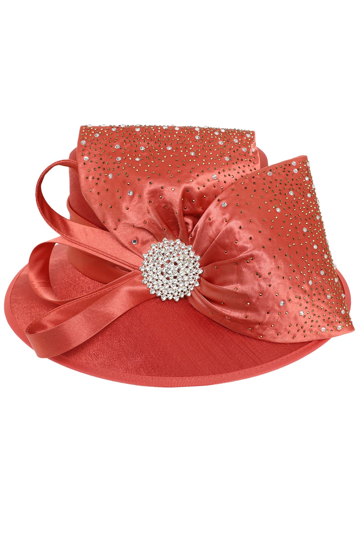 Violet Luxurious Crystal Rhinestone Embellished Satin Braid Hat | Coral