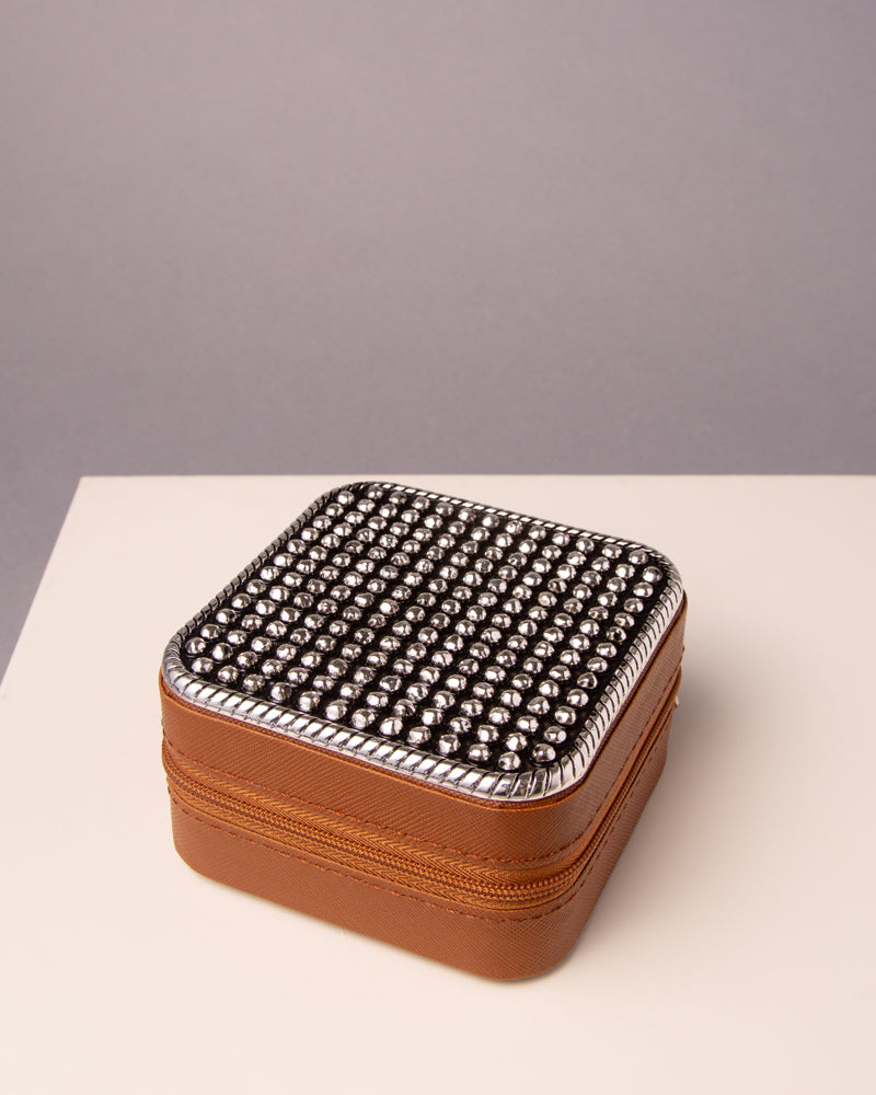 Cassidy Western Bubble Metal Plate Jewelry Box | Brown