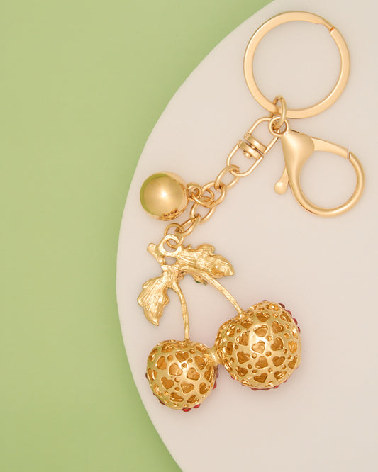 Liliana Red Crystal Rhinestone Cherry Keychain