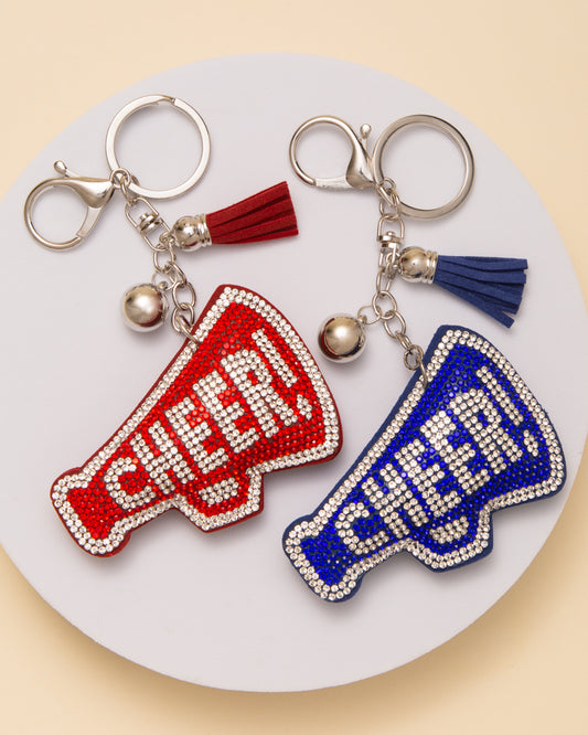 Joanna Gameday Rhinestone Pavé "CHEER" Megaphone Keychain
