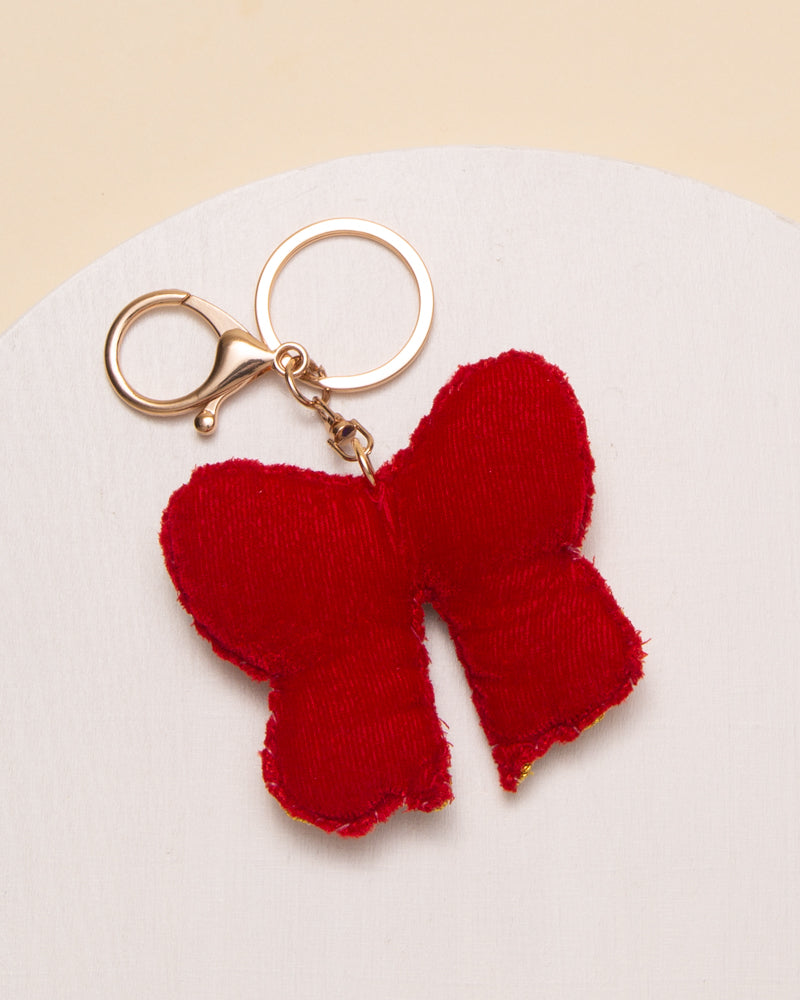 Margo USA Flag Themed Sequins Pearl Seed Beaded Bow Keychain