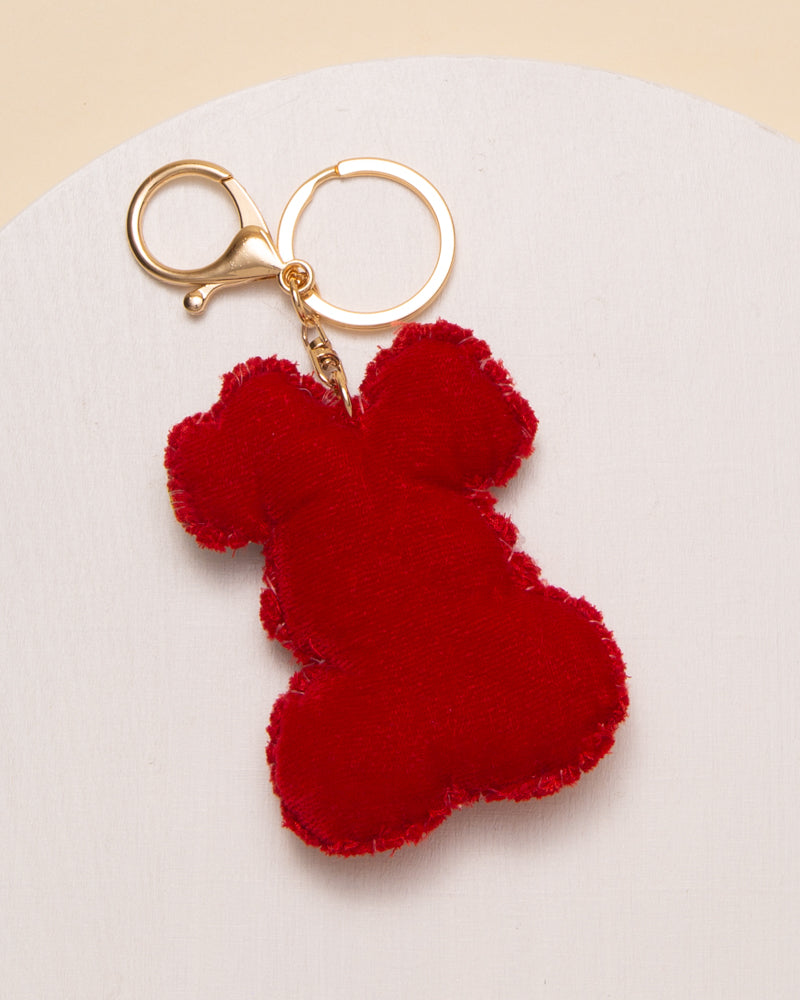 Alina Sequins Seed Beaded Ribboned Cherry Keychain with Split Ring