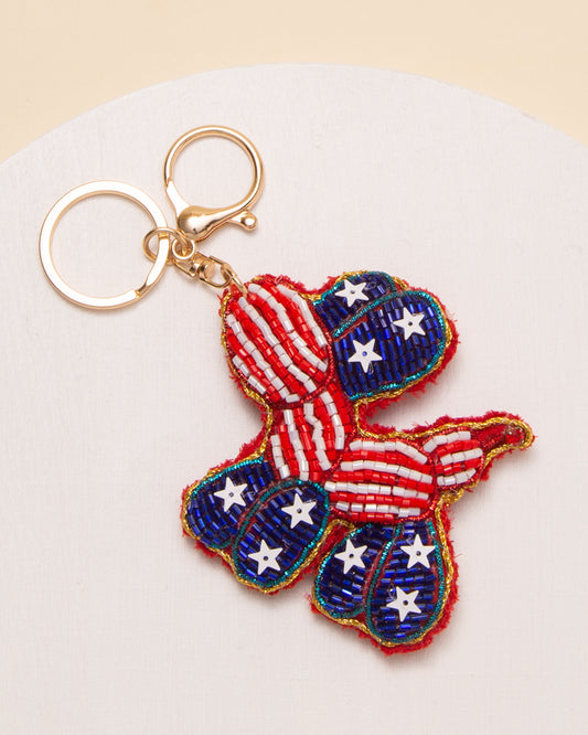 Kaylee Sequins Seed Beaded Balloon Dog Keychain with Split Ring