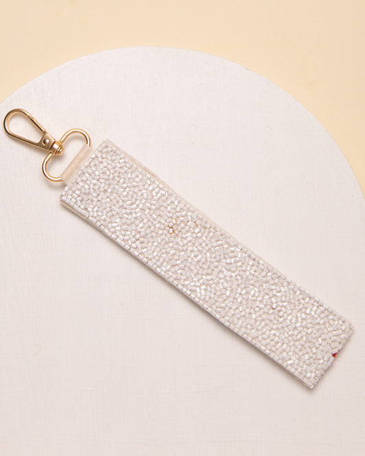 Mina Sequins Seed Beaded "TEACH" Word Wristlet Keychain
