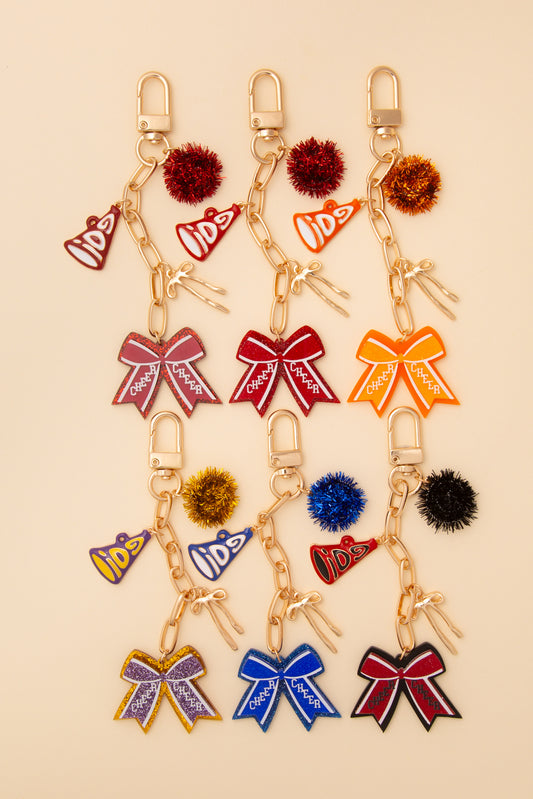 Aurora Bag Charm Keychain with Pom Pom and Bow
