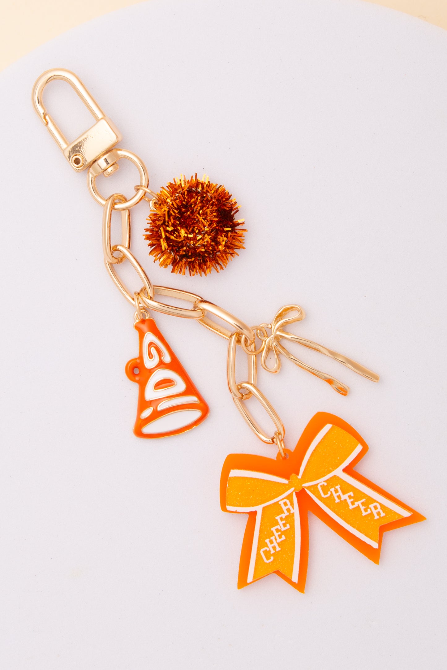 Aurora Bag Charm Keychain with Pom Pom and Bow