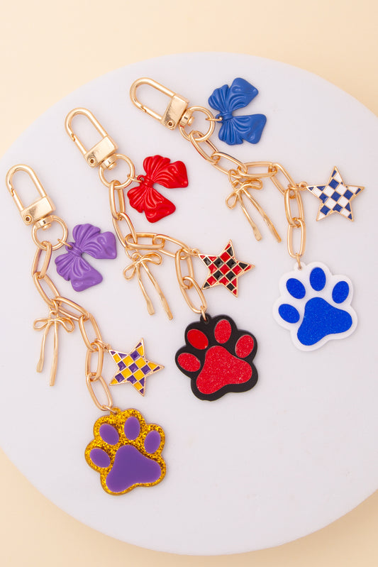 Ivy Bag Charm Keychain with Glitter Paw Print