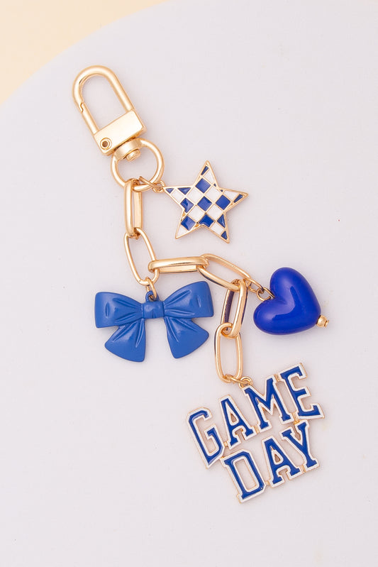 Zoey “Game Day” Bag Charm Keychain | Blue White