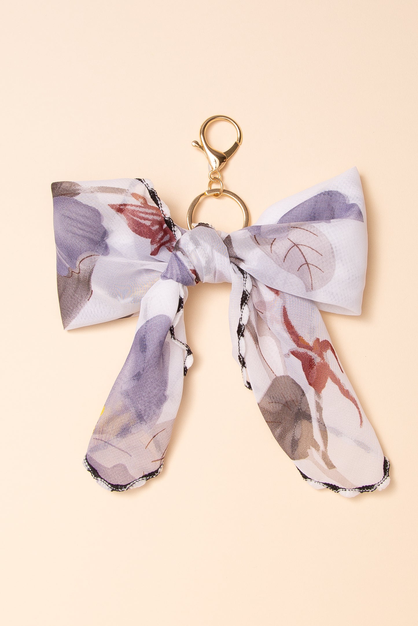 Rose Floral Multifunction Scarf Bow Bag Charm & Keychain