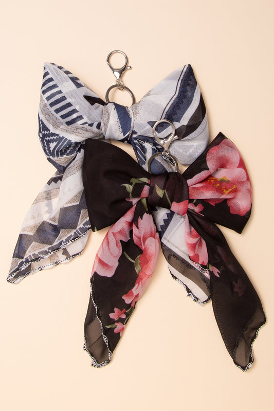 Eleanor Pastel Bloom Multifunction Scarf Bow Bag Charm & Keychain