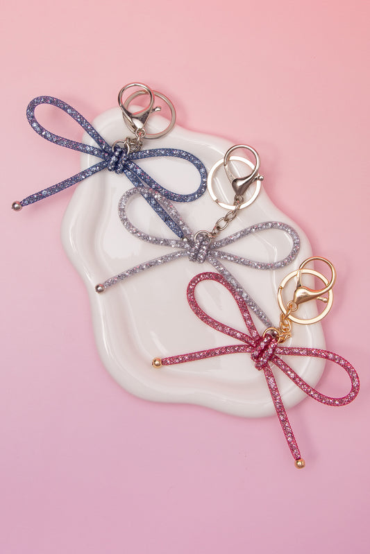 Olivia Metallic Mesh Bow Bag Charm Keychain