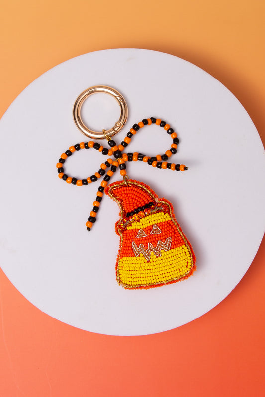 Zoe Beaded Bow Candy Corn Bag Charm