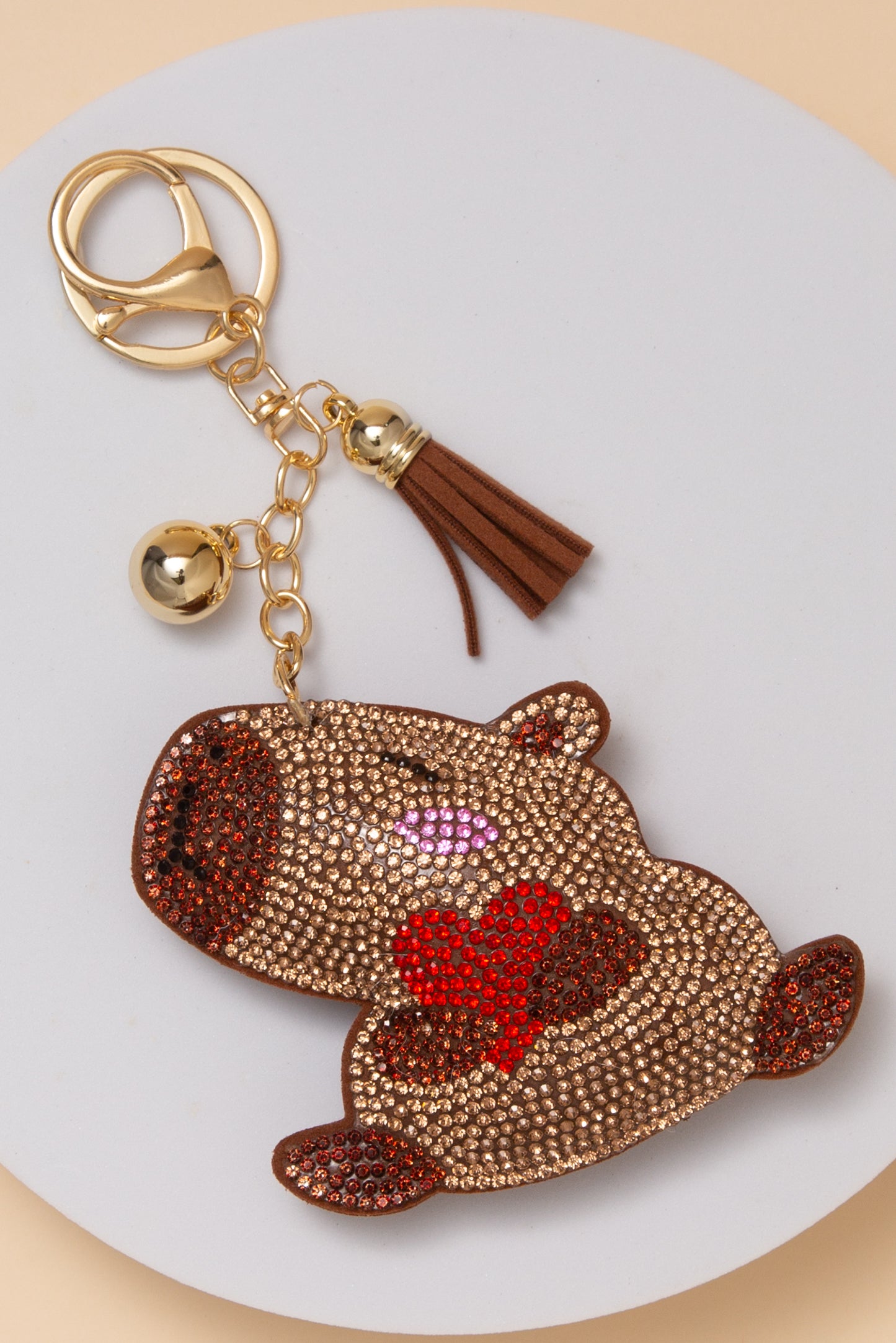 Elizabeth Rhinestone Capybara Keychain with Heart