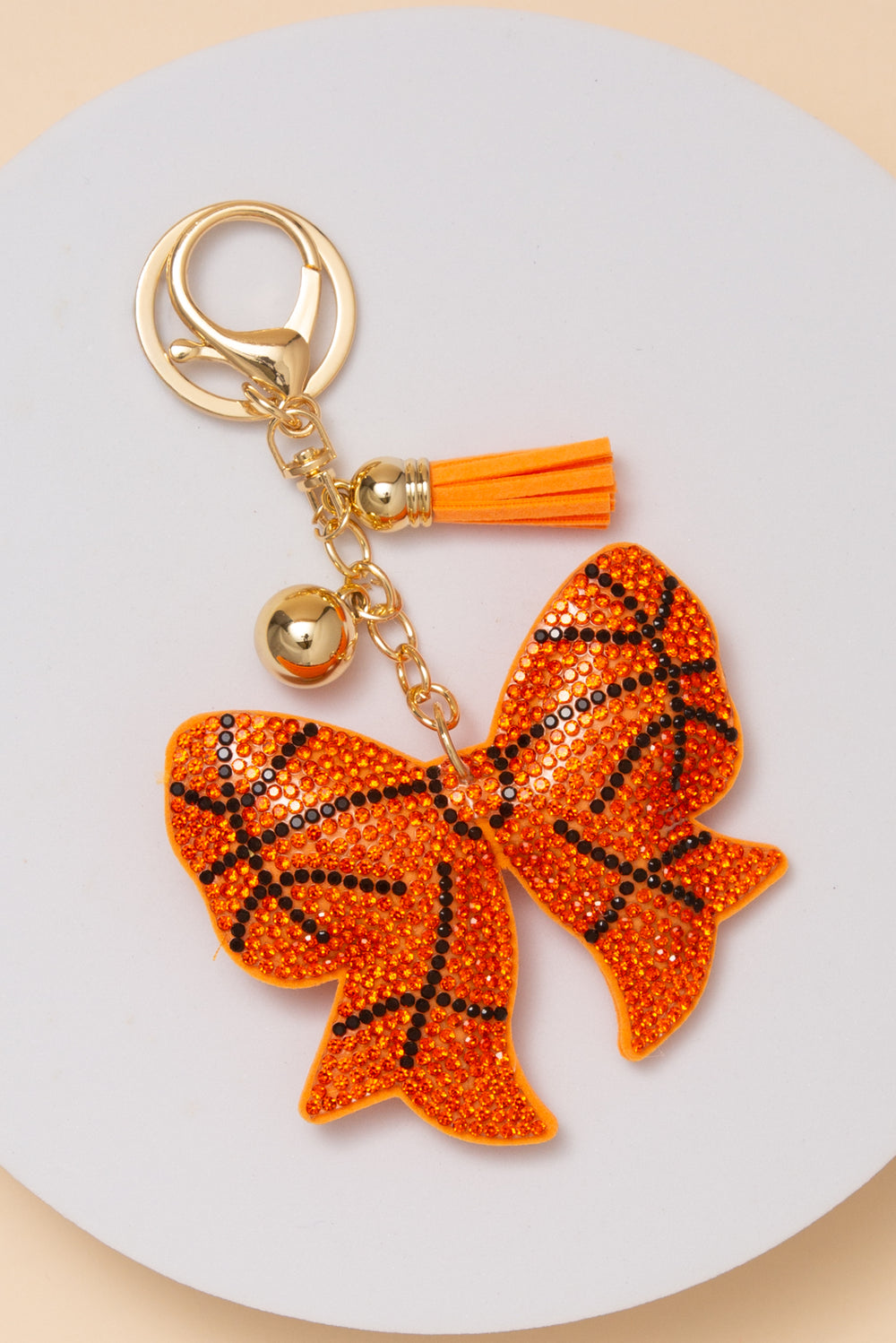 Katherine Rhinestone Basketball Bow Keychain