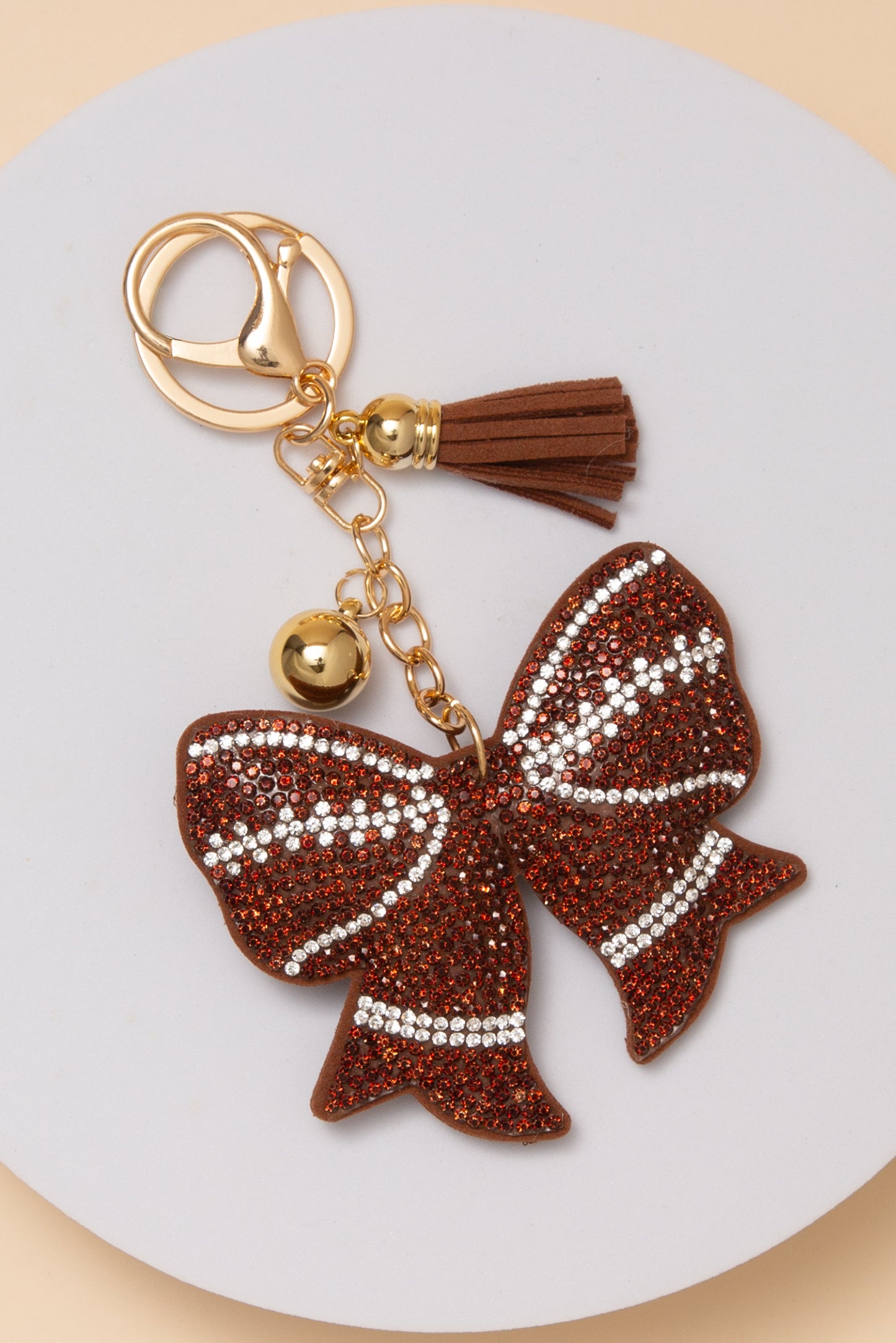 Molly Rhinestone Football Bow Keychain